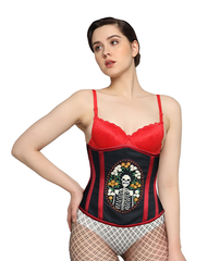 Skeleton Embroidered waist reducing underbust corset