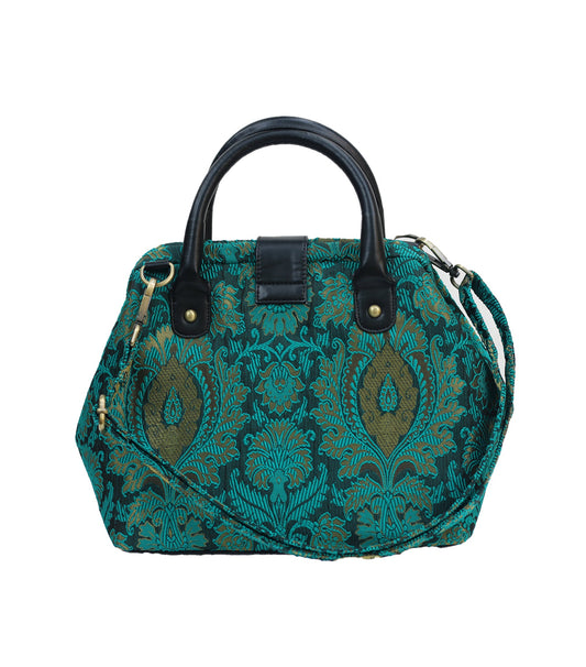 Mary Poppins Green Gold Jacquard Handbags