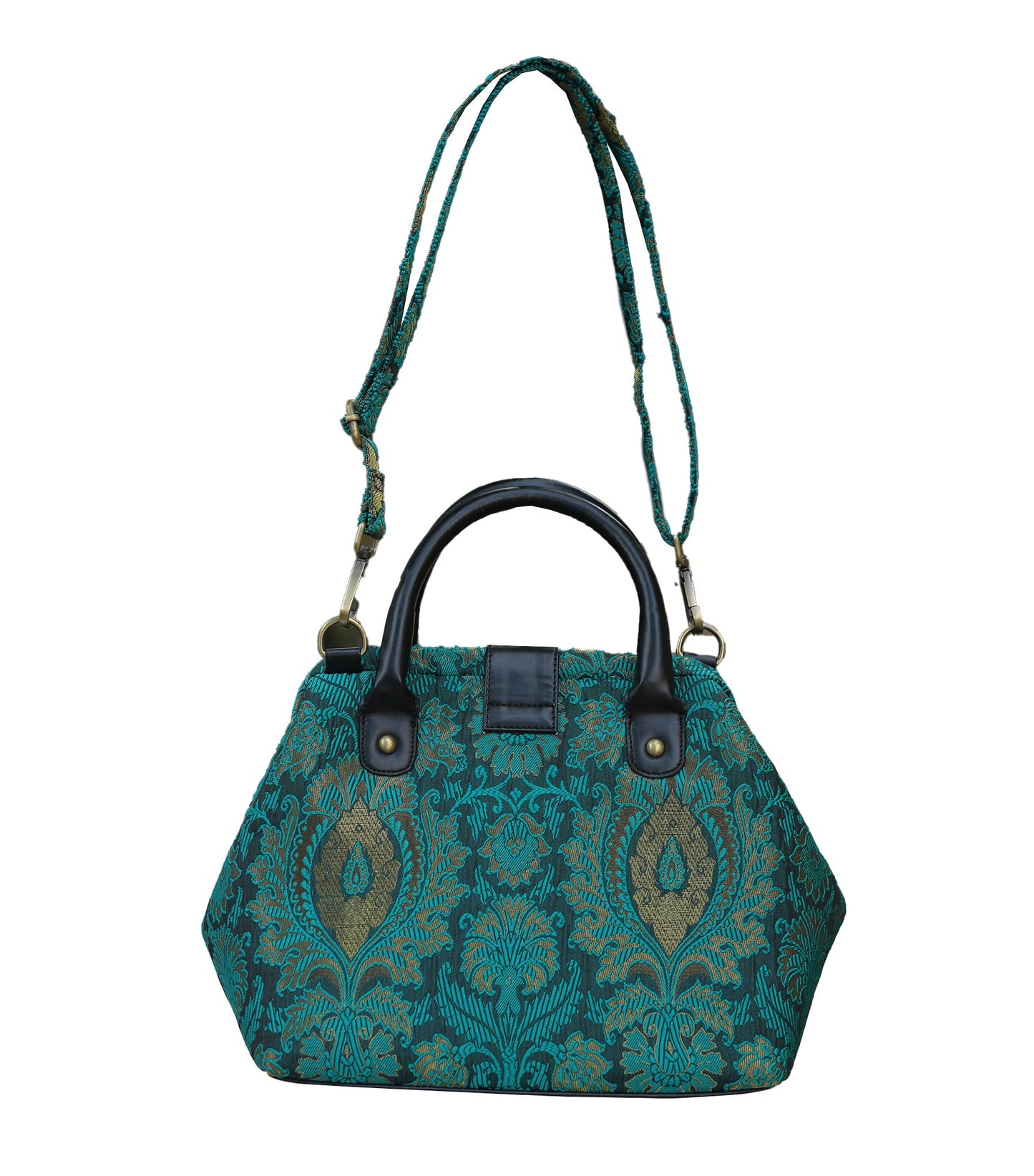 Mary Poppins Green Gold Jacquard Handbags