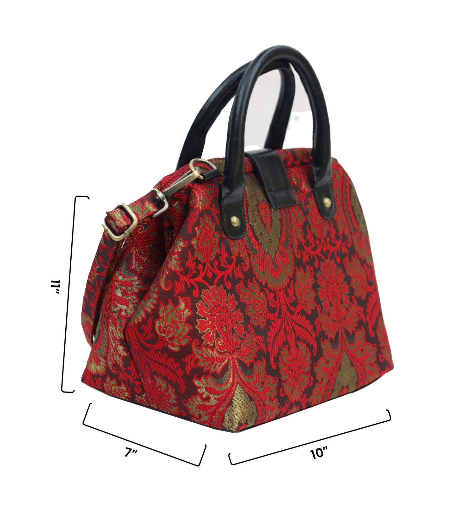 Mary Poppins Red gold Jacquard Handbags