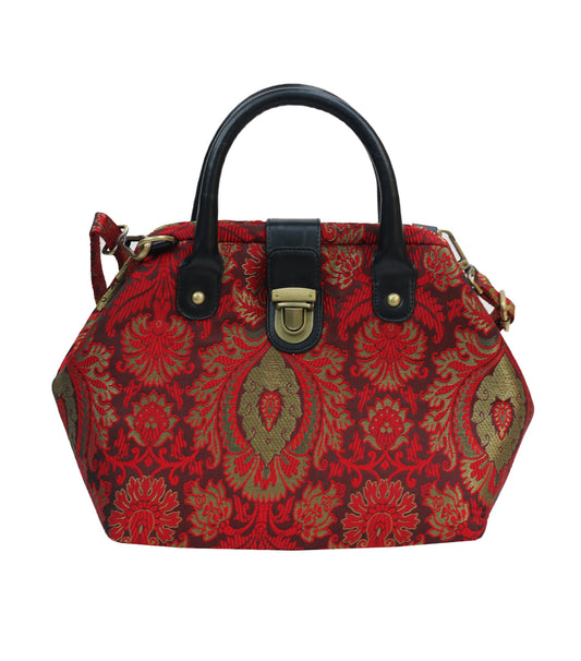 Mary Poppins Red gold Jacquard Handbags