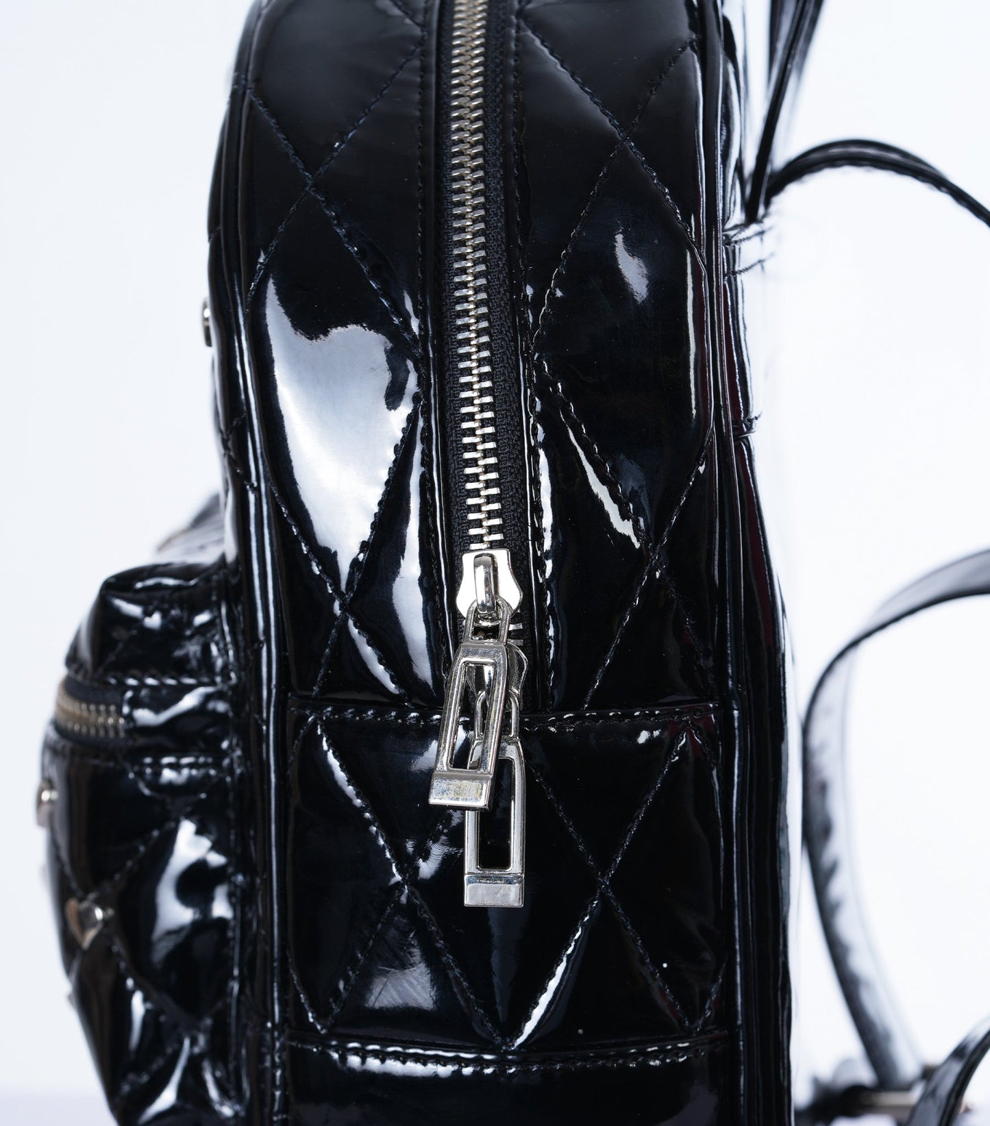 Black PVC Heart-Studded Mini Bag