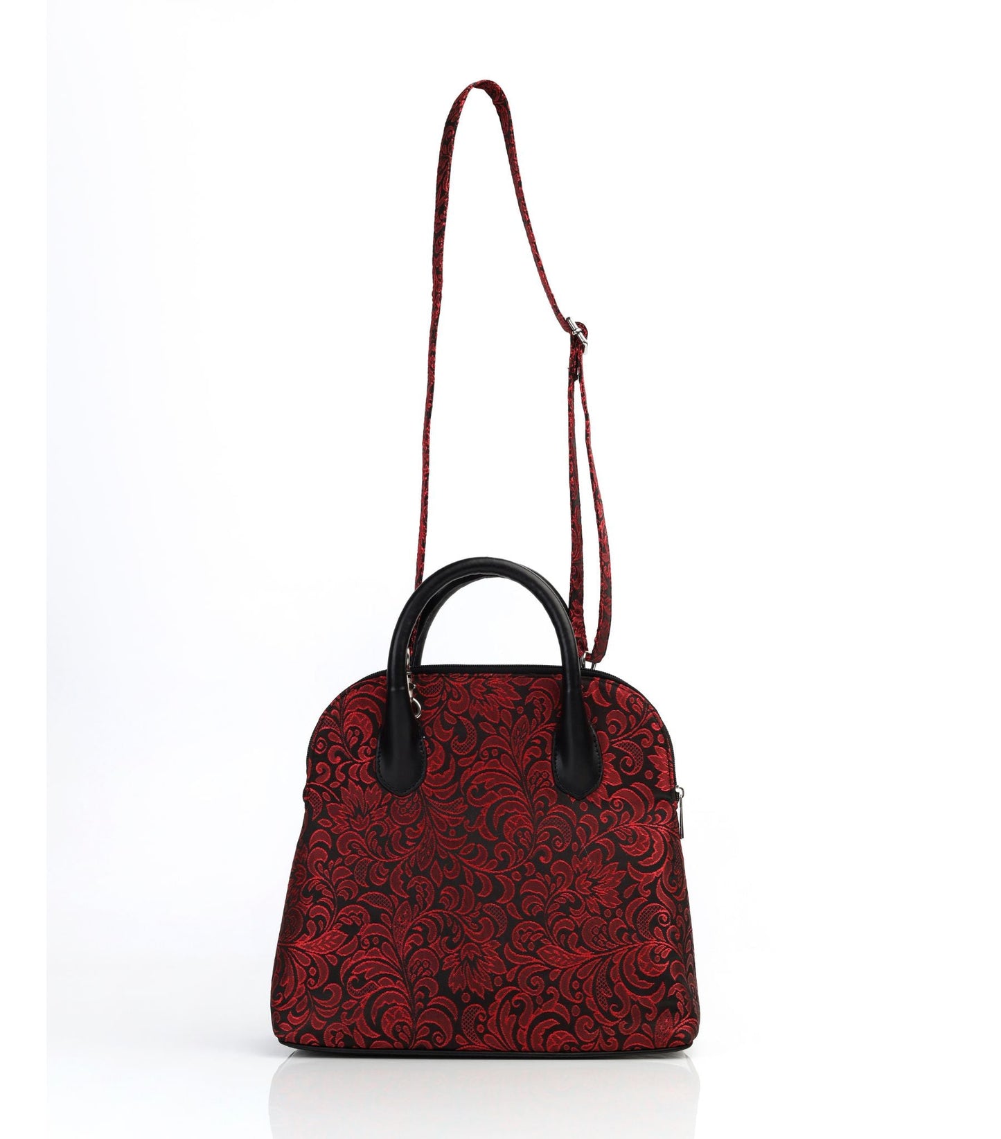 Red/Black Brocade Crossbody/Shoulder Handbag with Matching Strap