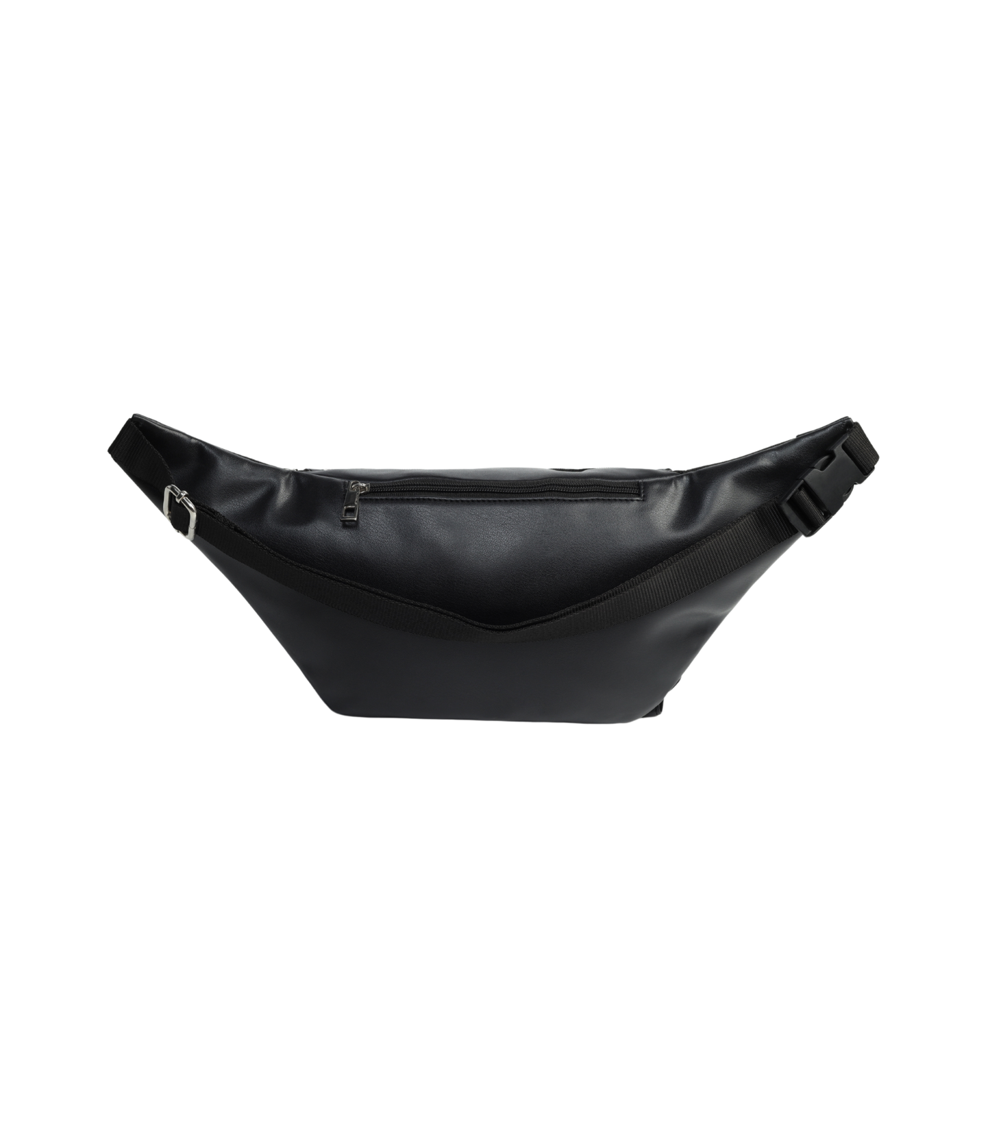 Black PU Waist Bag with Mobile Compartment