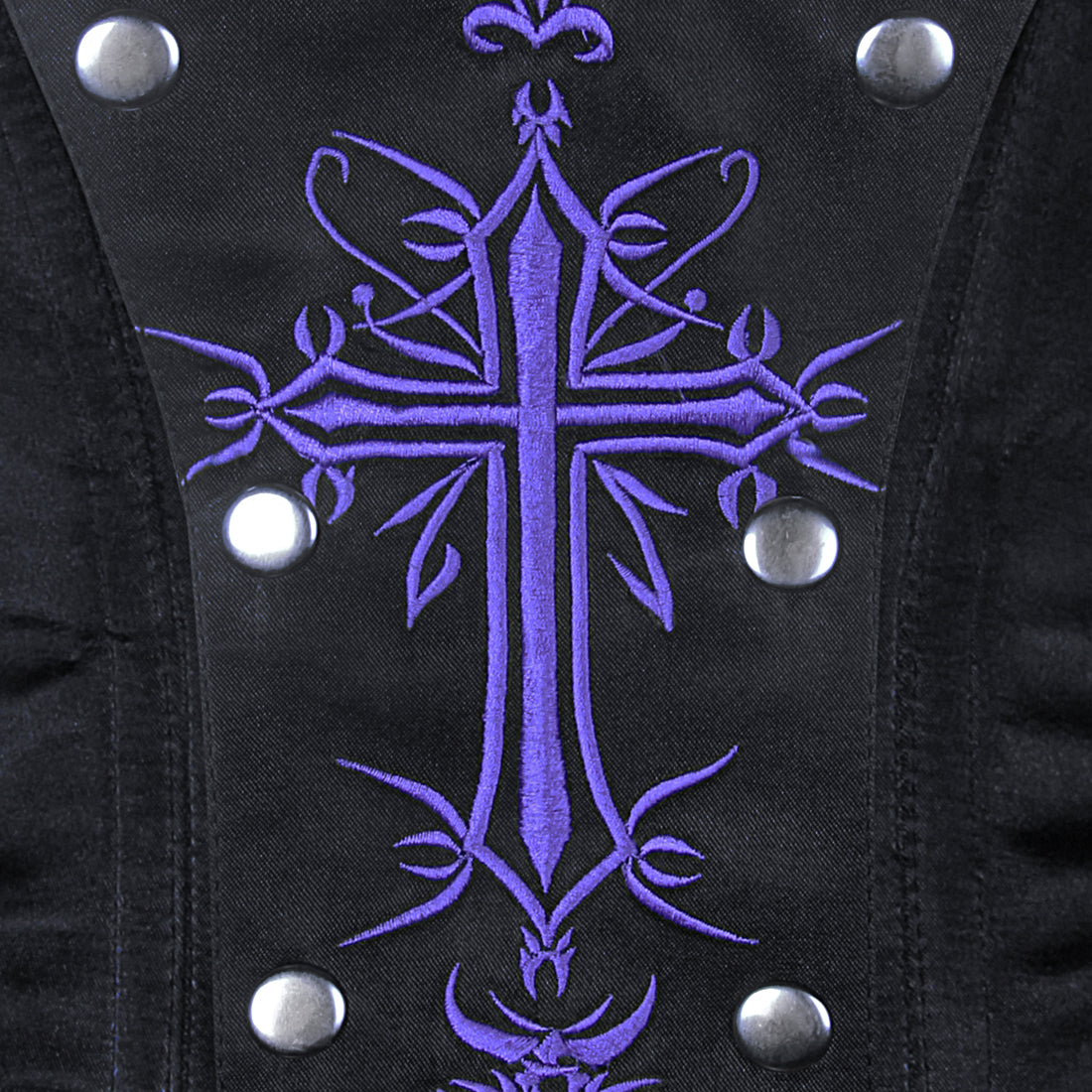 SCHWARZES GOTHIC BESTICKTES VOLLBUSTKORSETT