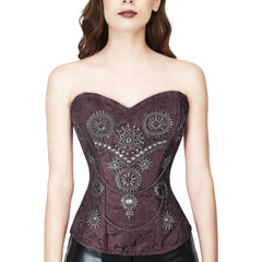 EMBALISHED OVERBUST WAISTREDUCING STEAMPUNK BROWN CORSET