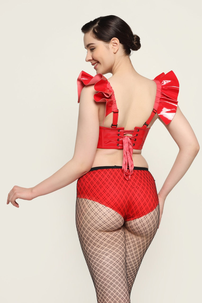 Red Pvc Corset Top
