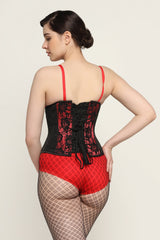 Red Black waist reducing underbust corset
