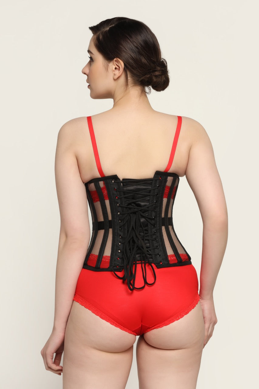 WHITE SOFT NET WAIST REDUCING UNDERBUST CORSET