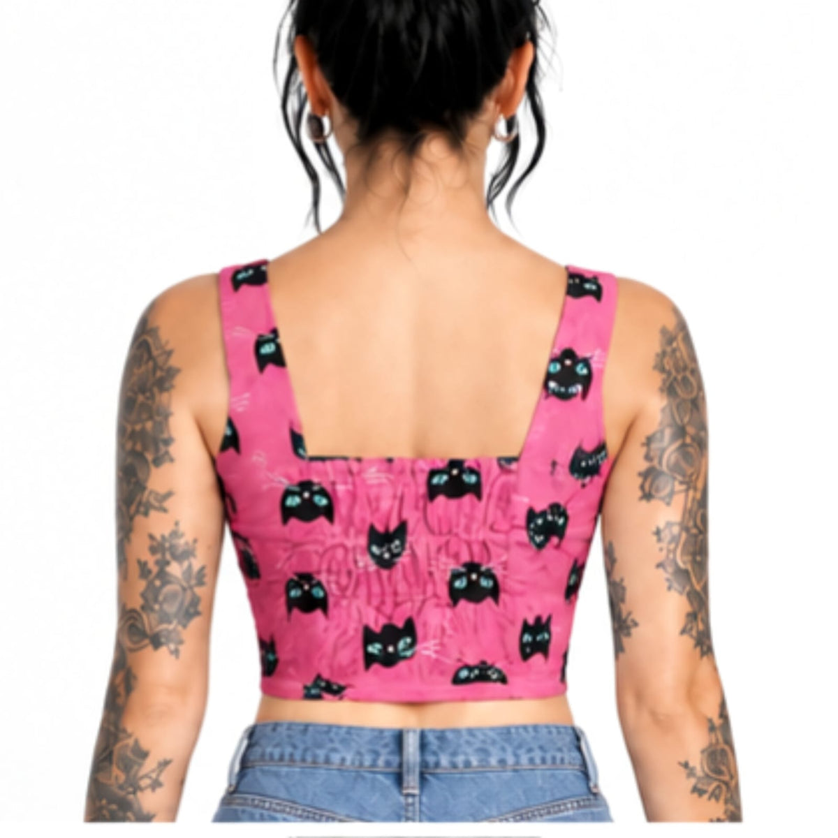 Cat Print Cotton Wholesale Crop Top