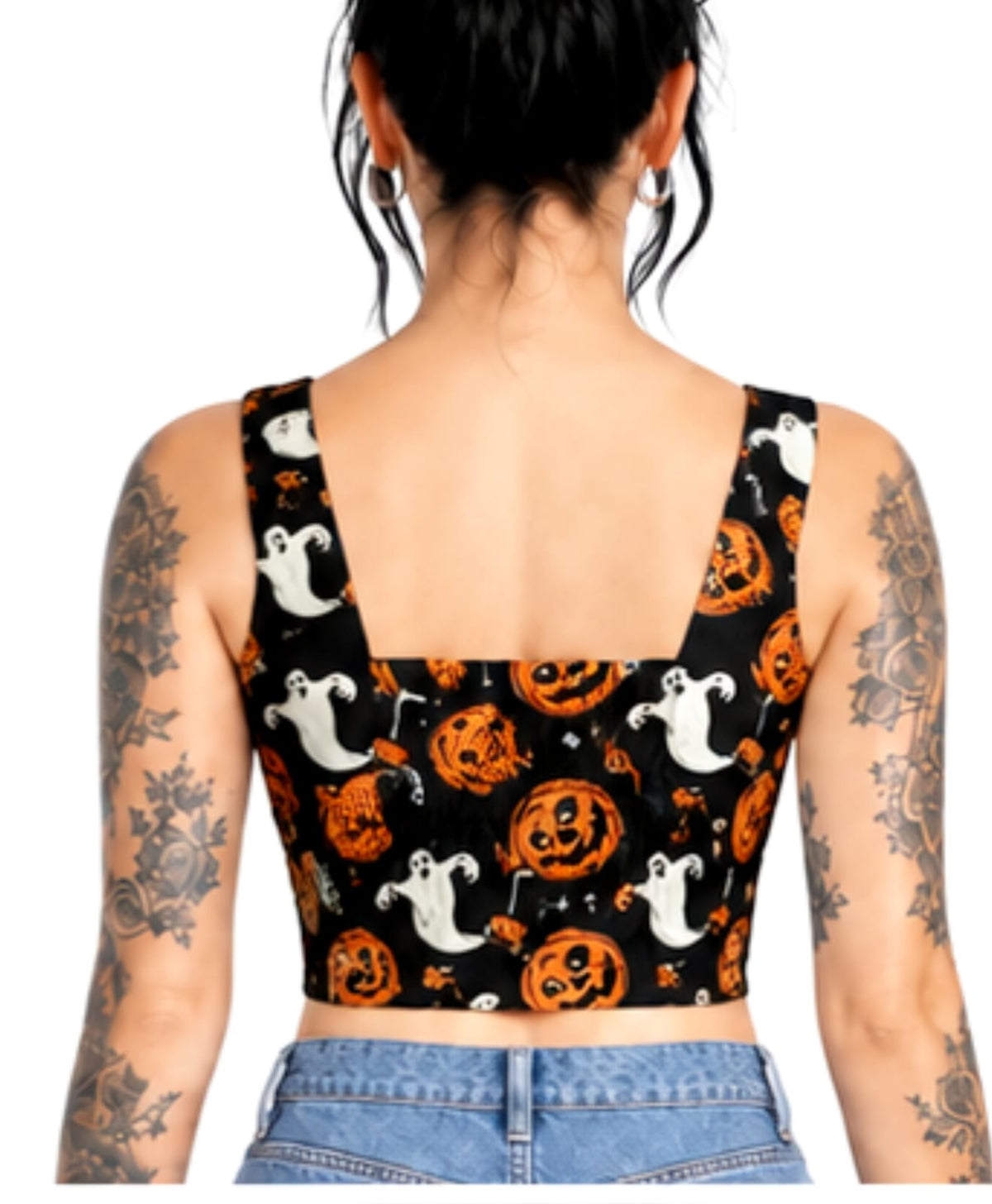 Pumpkin ghost Print Cotton Wholesale Crop Top