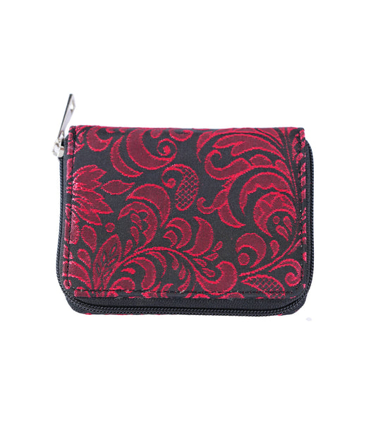 Bold Red/Black Brocade Wallet