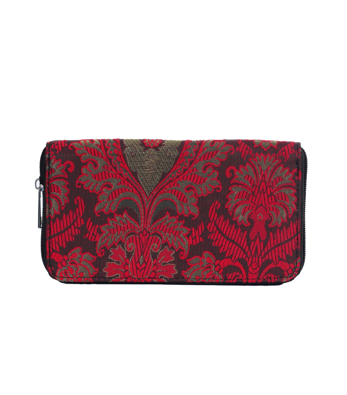 Red/Green jacquard Wallet with Black Faux Leather Bow