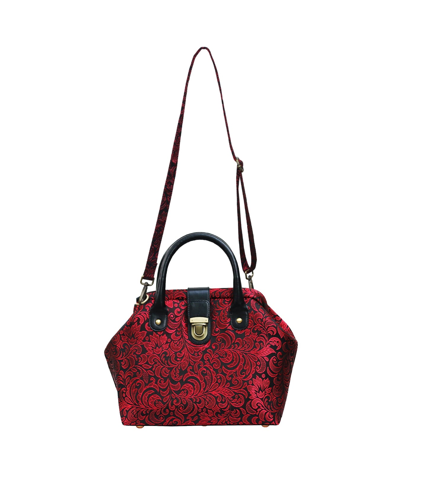 Mary Poppins Red Black Brocade Handbags