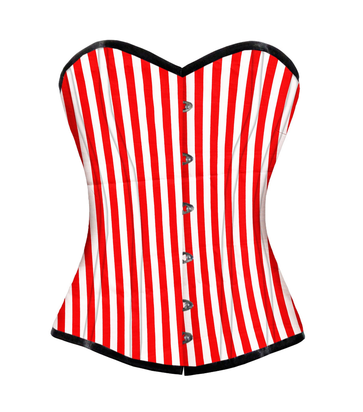 White Red strip Cotton Authentic Overbust Corset