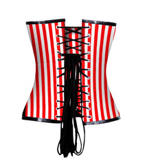 White Red strip Cotton Authentic Overbust Corset