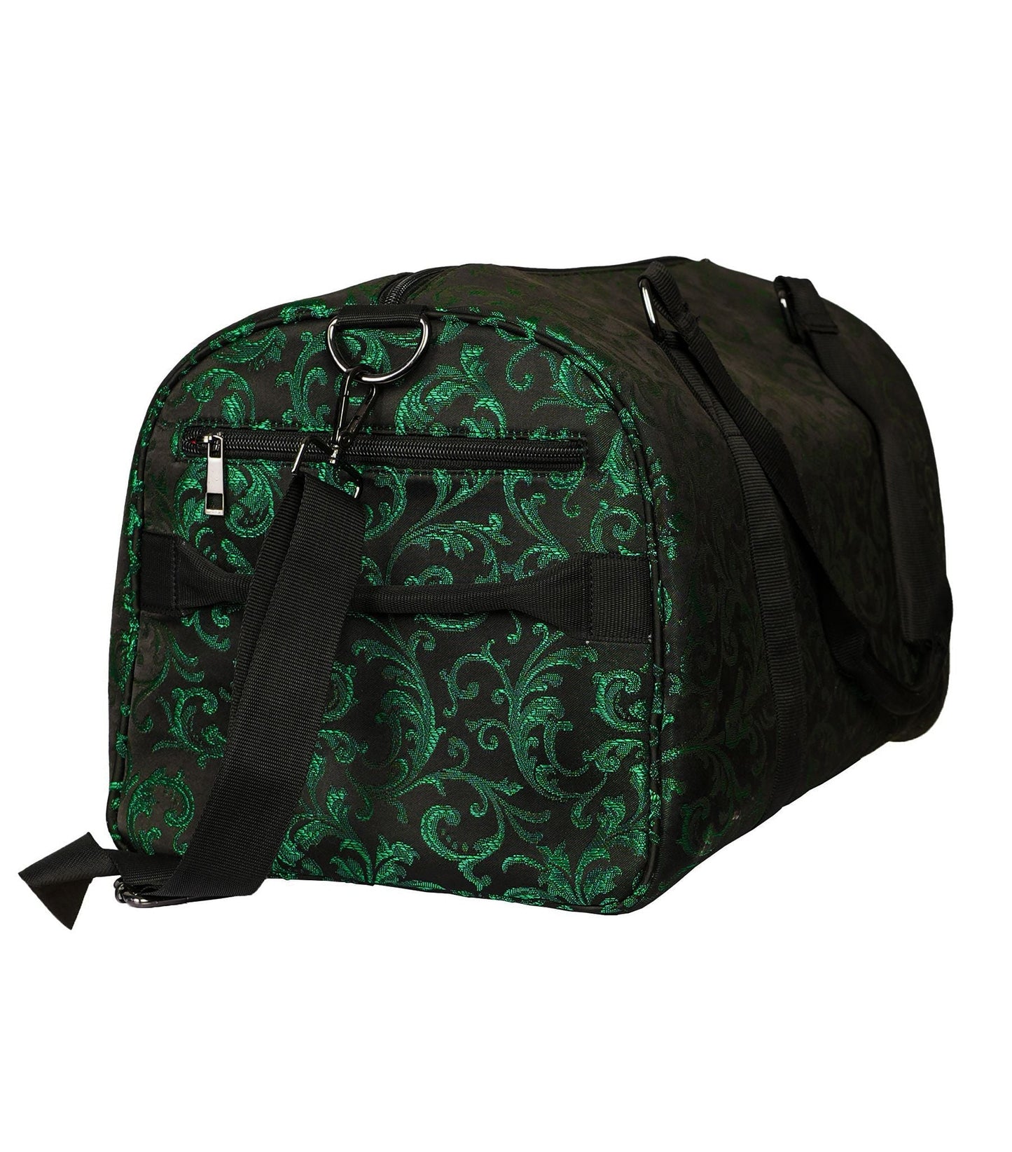 Emerald Green and Black Brocade Duffel Bag