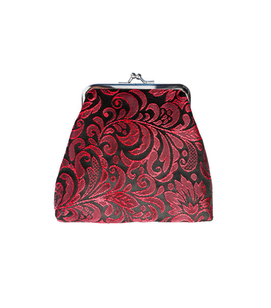 Red Black Brocade Coin Bag