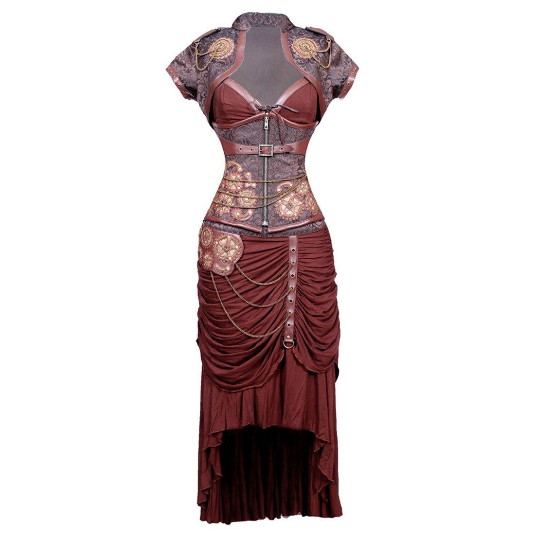 Rachel Steampunk Authentic Steel Boned Underbust Corset Dress – Corset Revolution Rachel Steampunk Authentic Steel Boned Underbust Corset Dress – Corset Revolution
