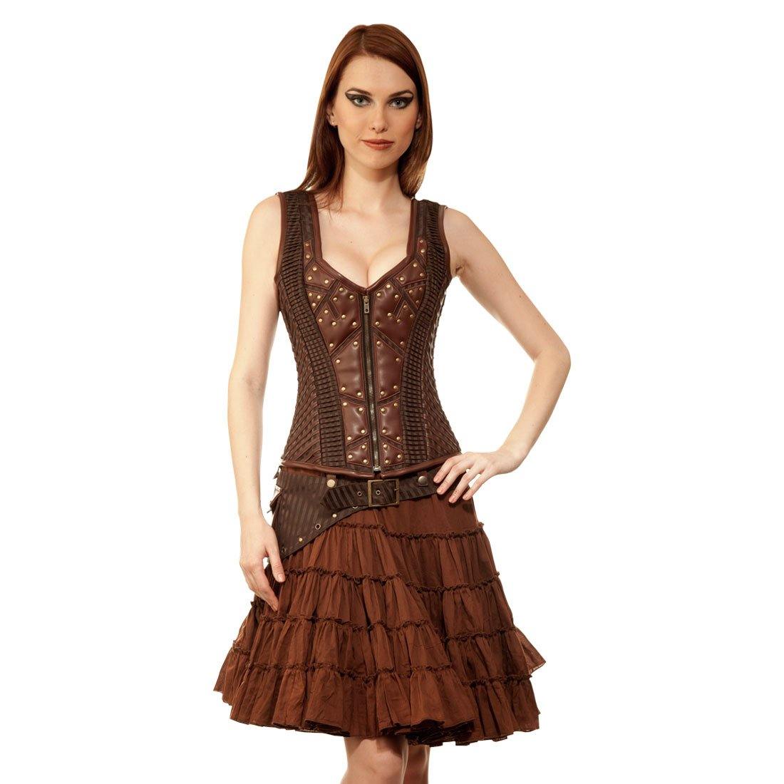 Krystiyan Steampunk Authentic Steel Boned Overbust Corset Dress – Corset Revolution Krystiyan Steampunk Authentic Steel Boned Overbust Corset Dress – Corset Revolution