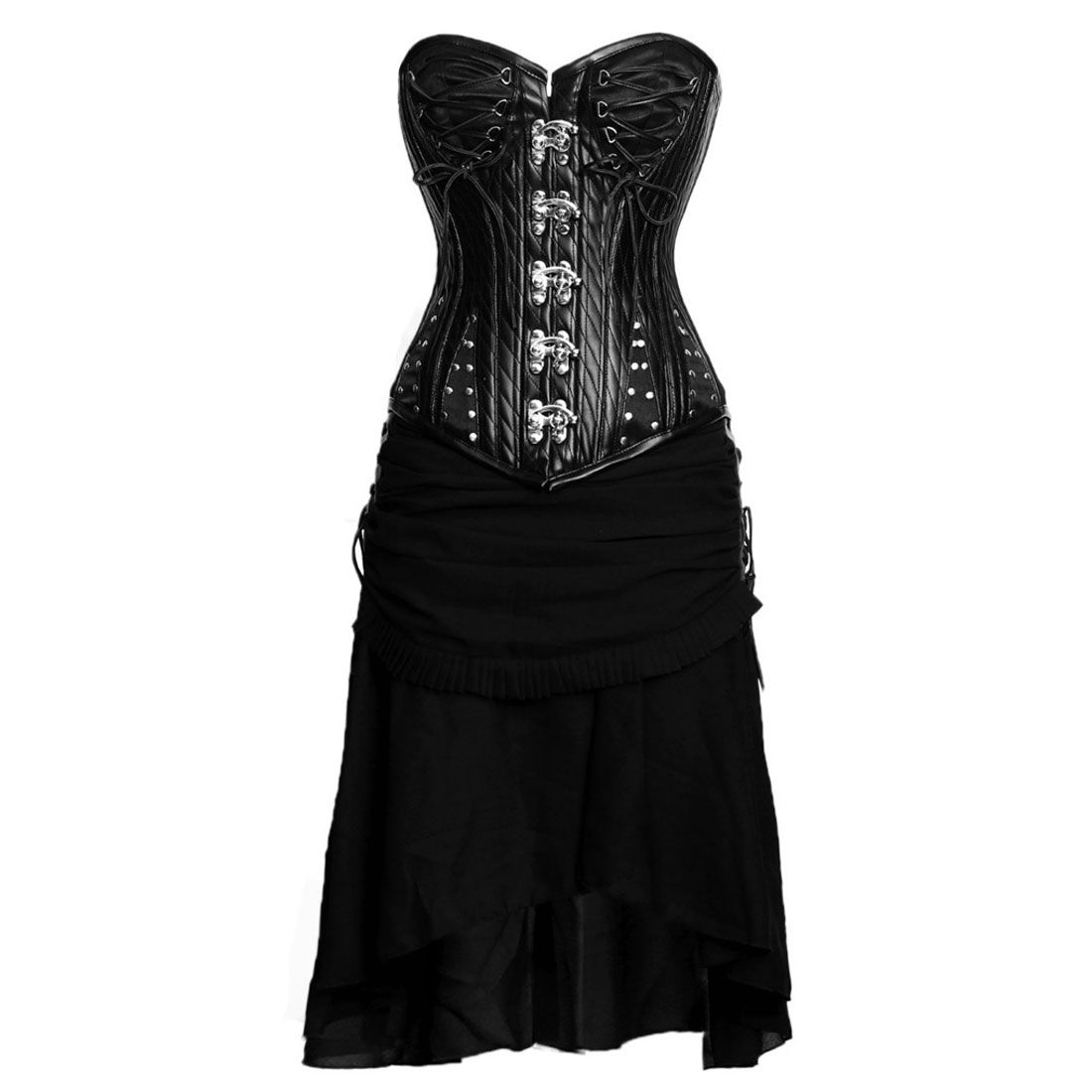 Aphrodite Gothic Authentisches Vollbrust-Korsettkleid mit Stahlstäbchen