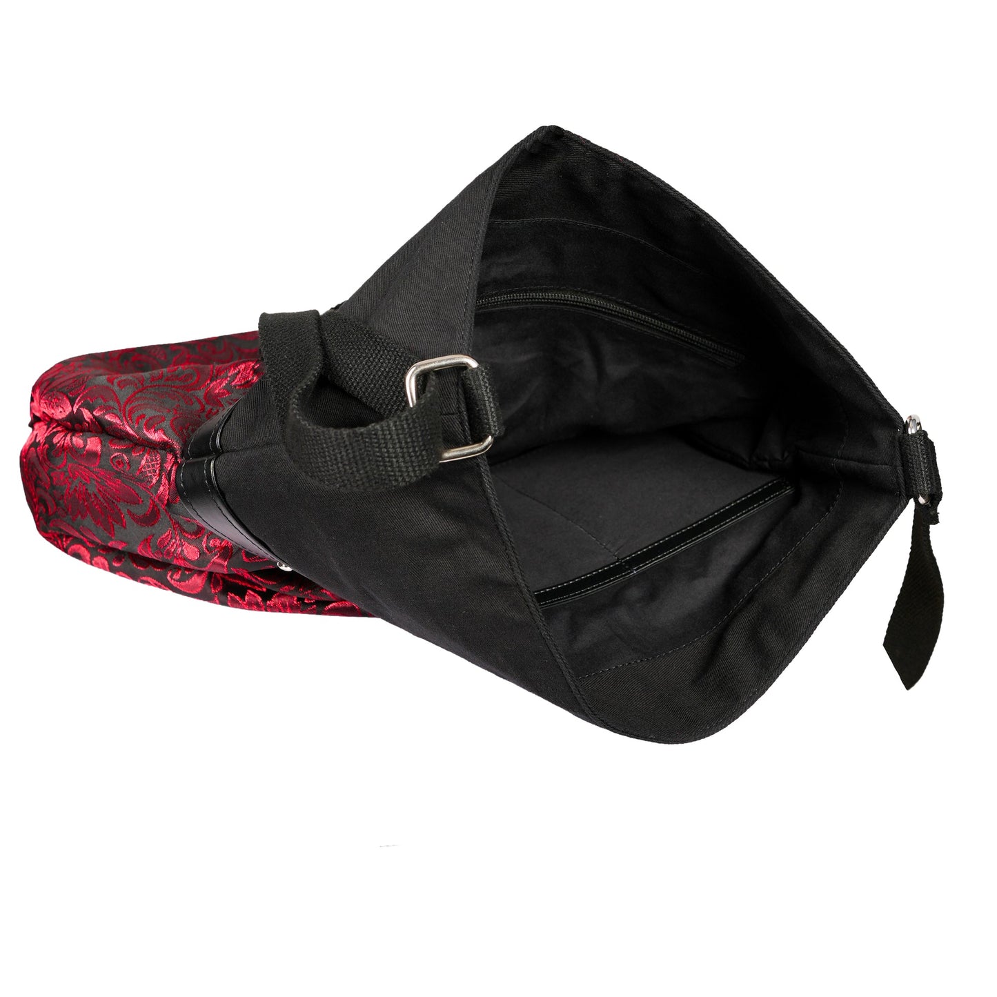 Gothic Red/Black Brocade Shoulder Bag with skull studs