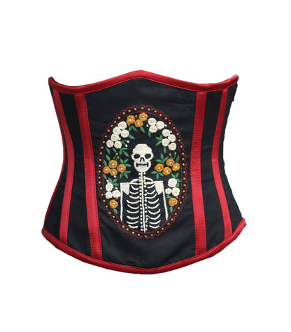 Skeleton Embroidered waist reducing underbust corset