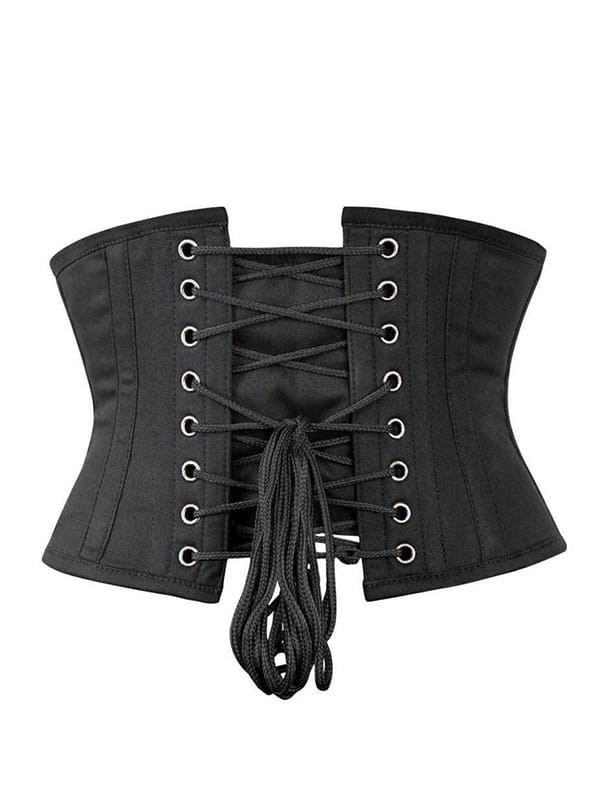 Women's Black Cotton Twill Steel Boned Waspie Corset