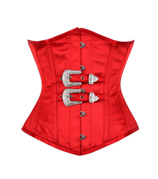 Damask Red Waist Reducing Underbust Corset