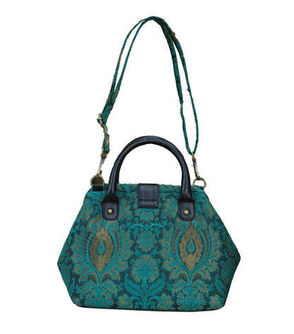Mary Poppins Green Gold Jacquard Handbags