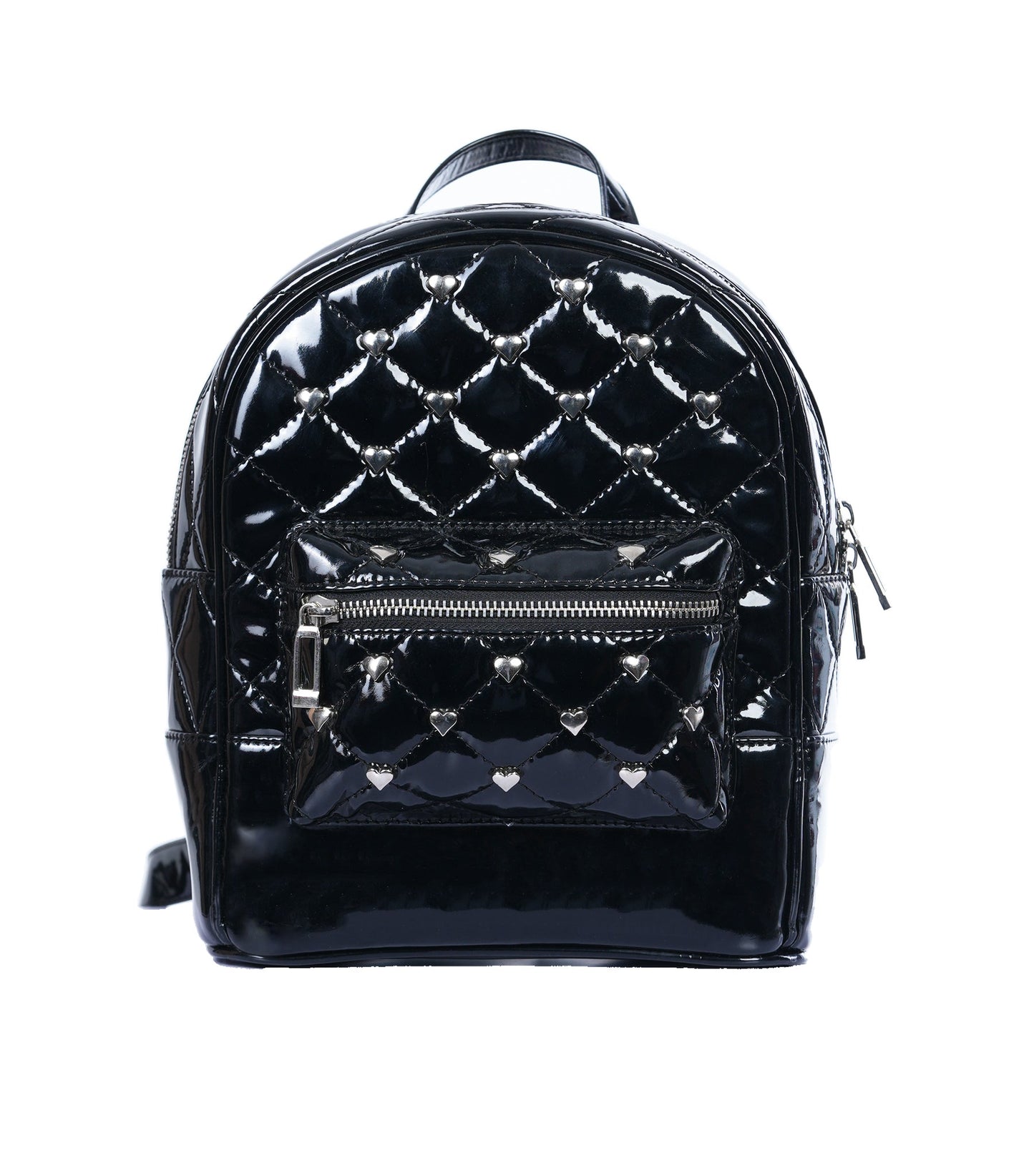 Black PVC Heart-Studded Mini Bag