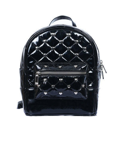 Black PVC Heart-Studded Mini Bag