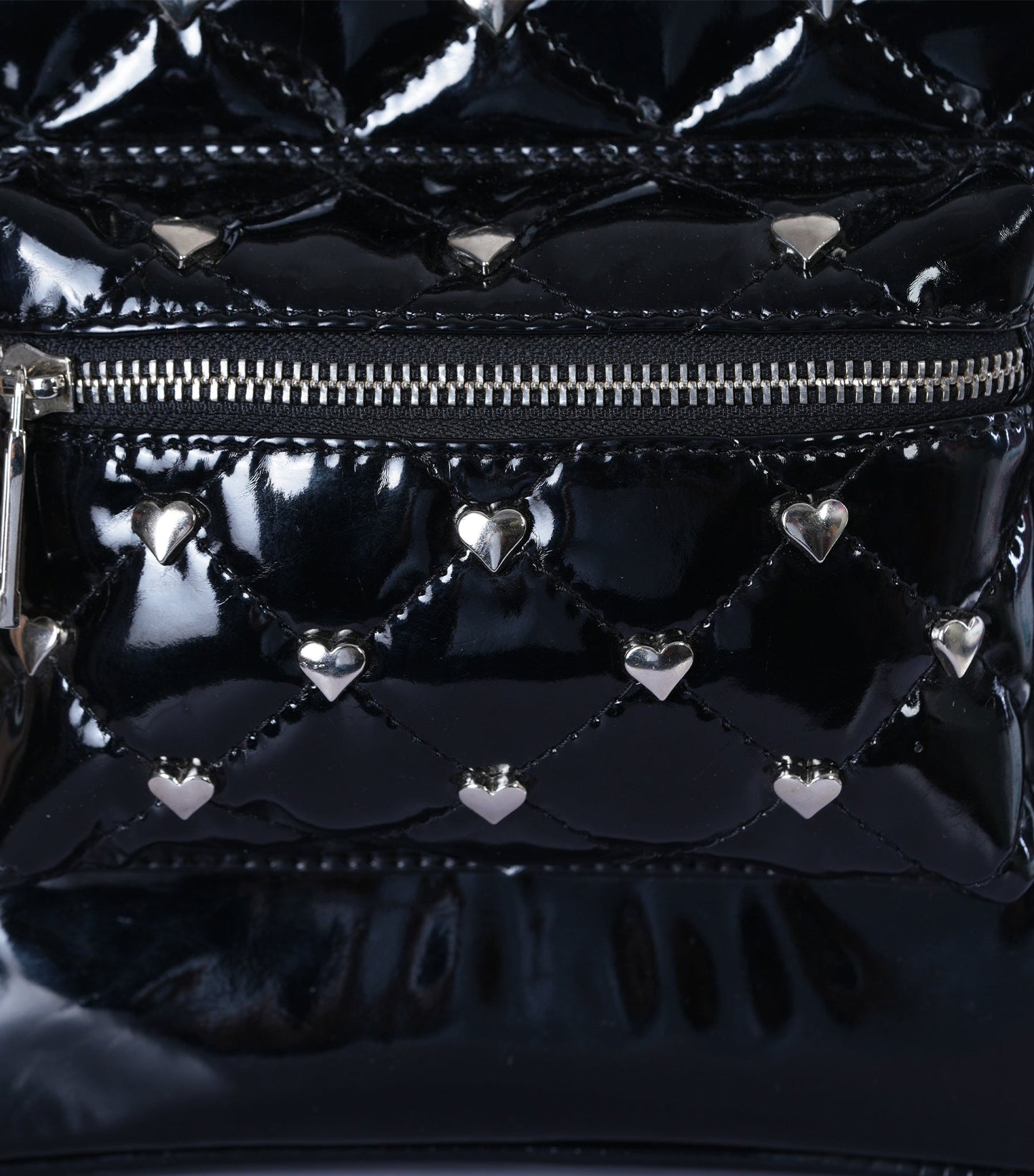 Black PVC Heart-Studded Mini Bag