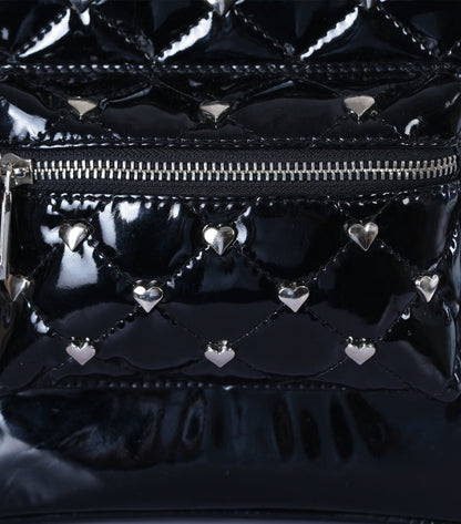 Black PVC Heart-Studded Mini Bag