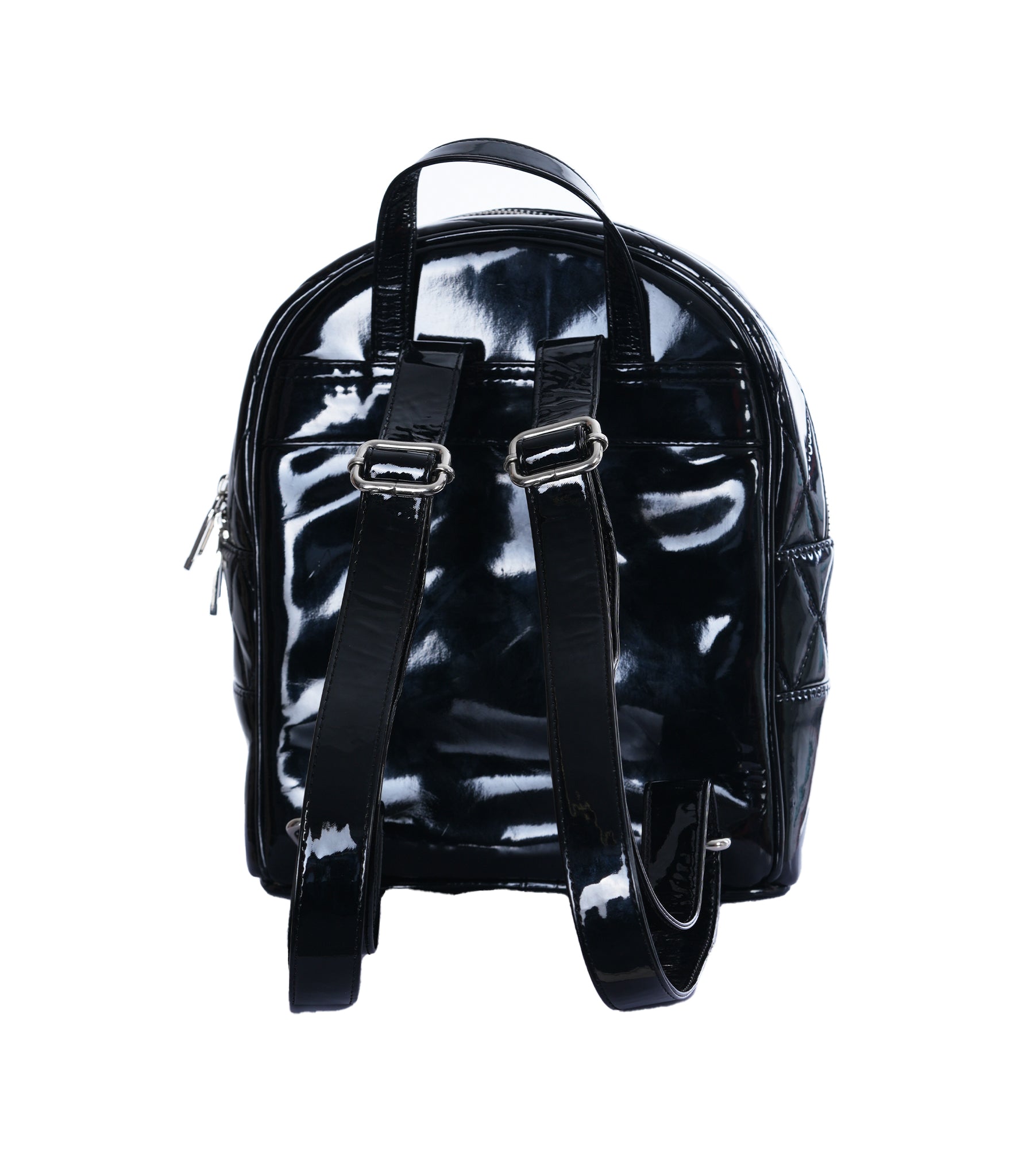Black PVC Heart-Studded Mini Bag