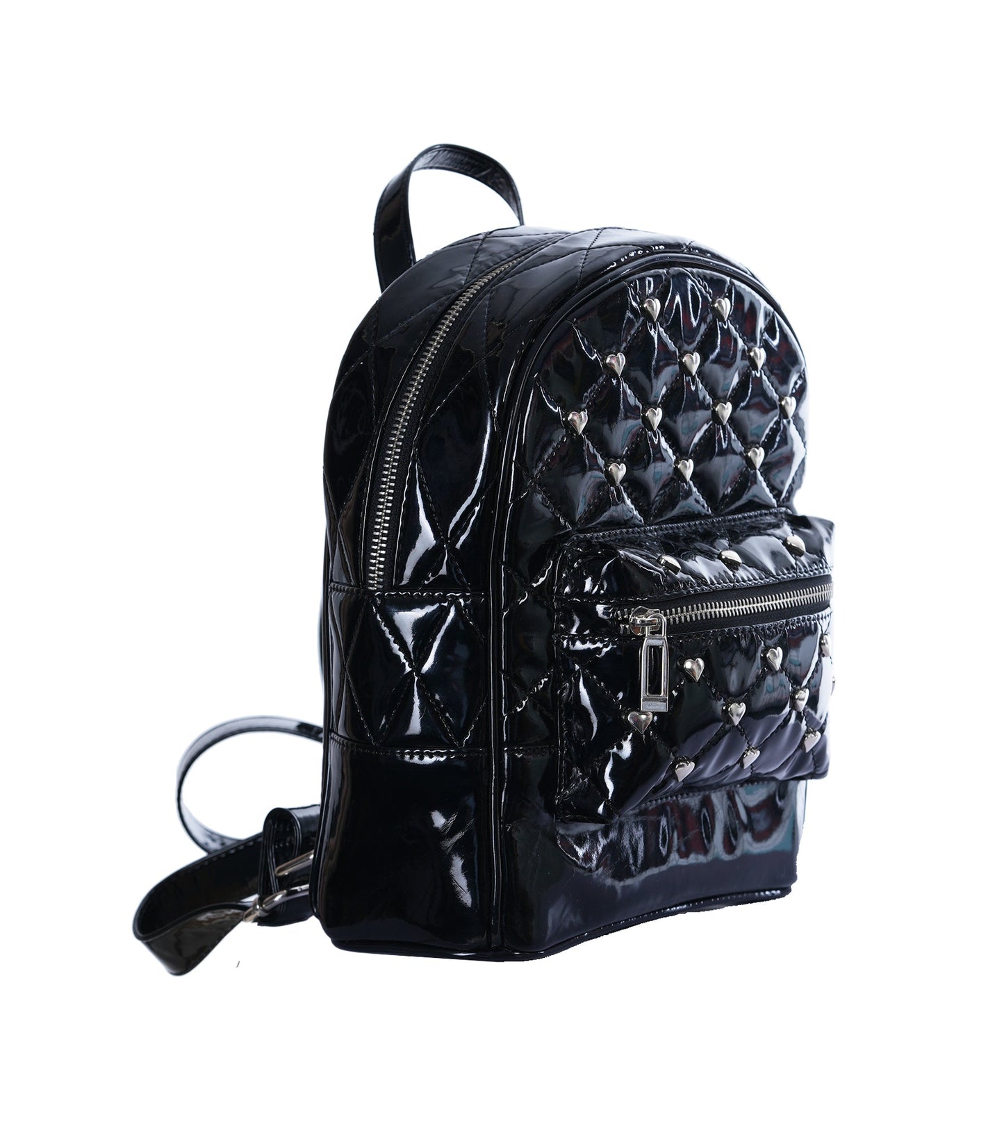 Black PVC Heart-Studded Mini Bag
