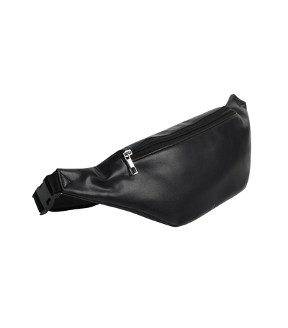 Black PU Waist Bag with Mobile Compartment