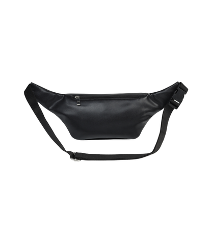 Black PU Waist Bag with Mobile Compartment