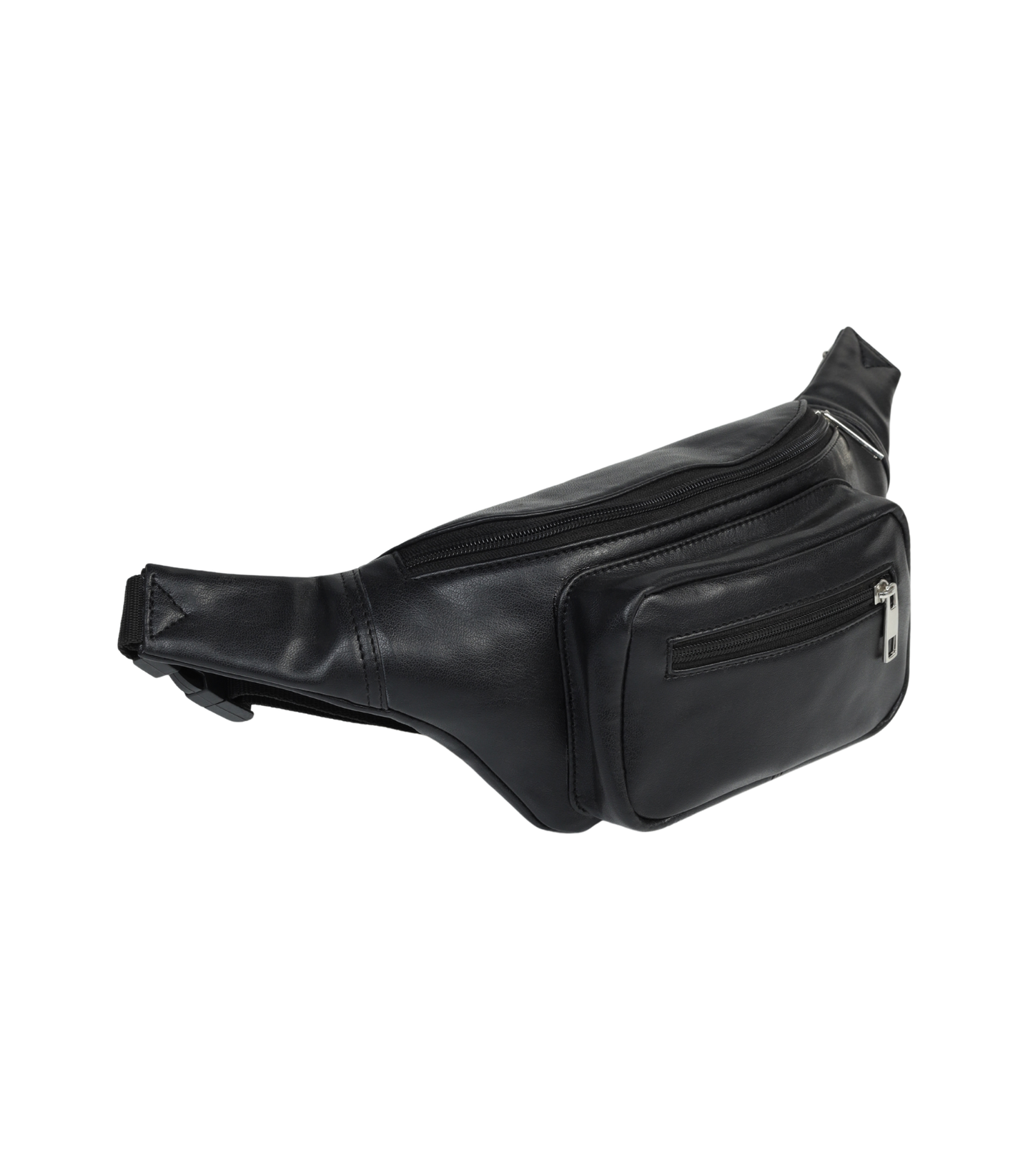 Black PU Waist Bag with Mobile Compartment