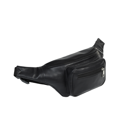 Black PU Waist Bag with Mobile Compartment