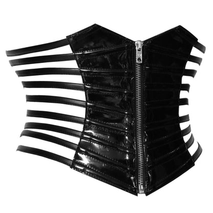 Gothic Vinyl Cage Corset Belt with Zipper