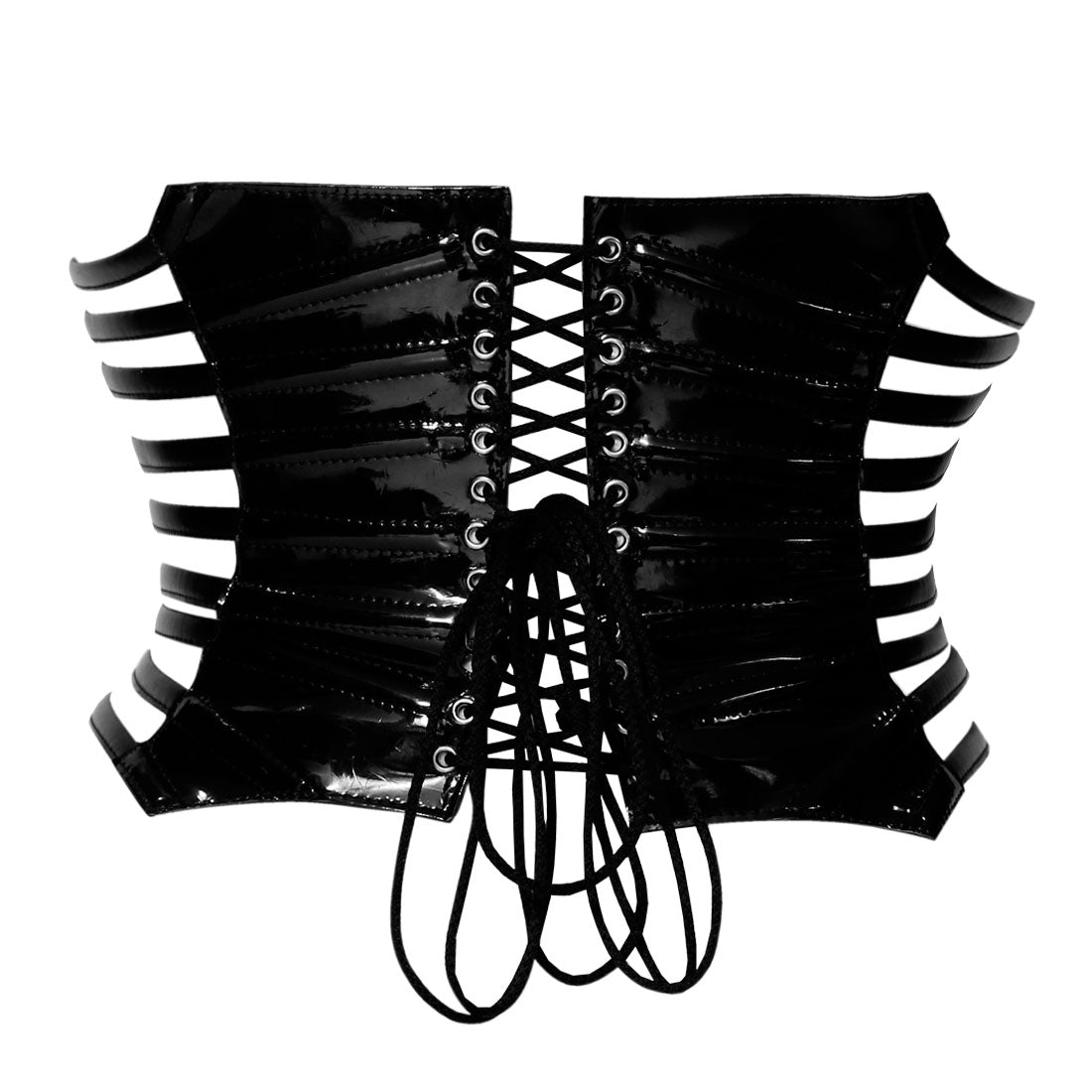 Gothic Vinyl Cage Corset Belt with Zipper