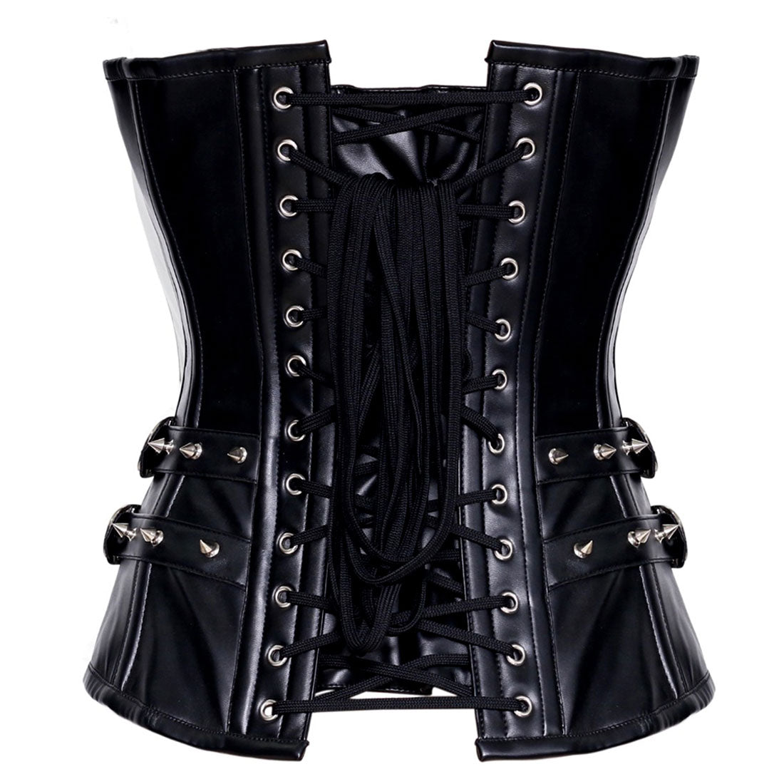 Qhikiza Gothic PU Authentic Steel Boned Overbust Corset