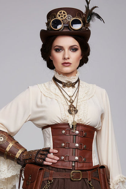 steamounk belt Authentic Steel Boned Steampunk Corset Belt - Corset Revolution