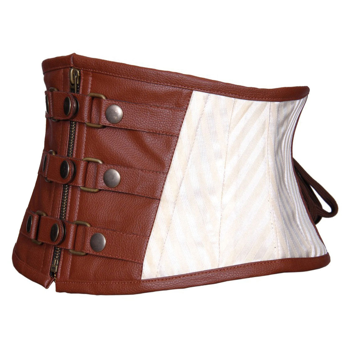 brown belt Steel Boned Steampunk Corset Belt side view- Corset Revolution