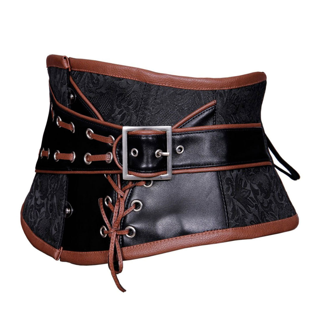  Steampunk Brown and Black Corset Belt - side view - corset reolution