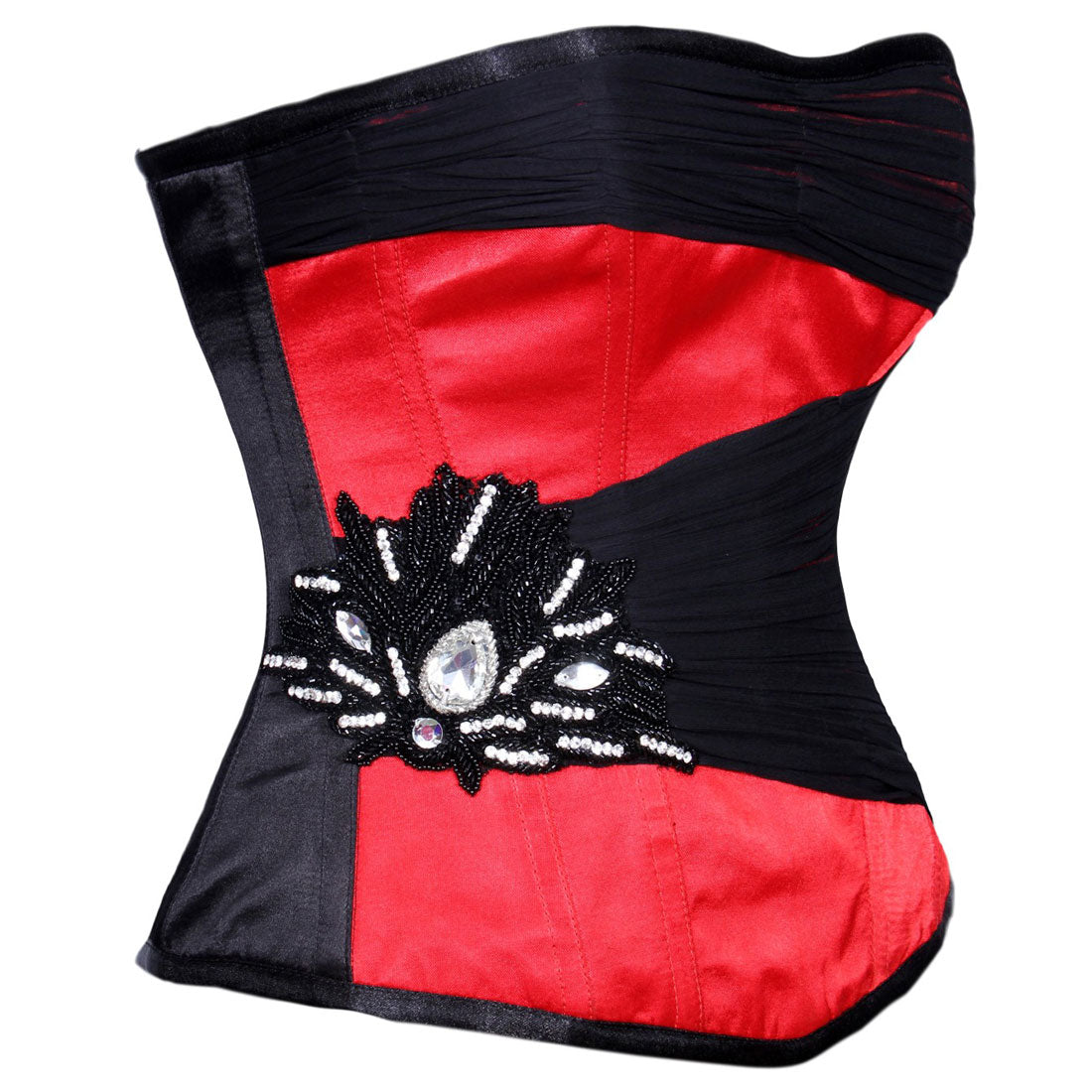 AUTHENTIC STEEL BONED RED SATIN OVER BUST CORSET