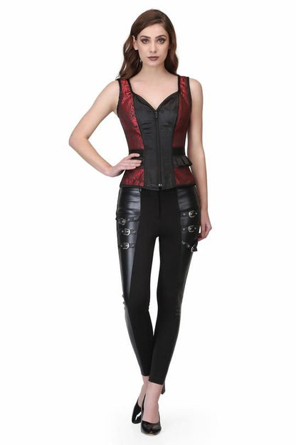 Gothic Waist Frill Steel Boned Overbust Corset with shoulder support