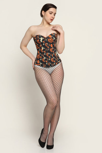 Pumpkin ghost printed waist reducing overbust Corsets