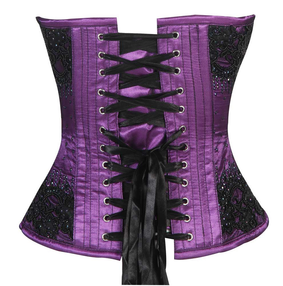 Purple/Black Embroidery Overbust corset